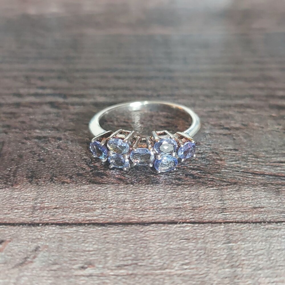 Vintage Tanzanite Ring 925 Silver size 7 VTG Gemstone Ring - Picture 10 of 14